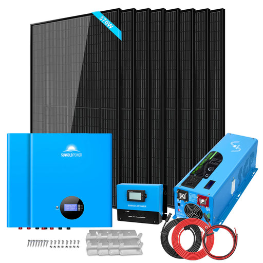 SunGoldPower Off-Grid Solar Kit 6000W 48VDC 120V/240V LifePo4 10.48KWH Server Rack Lithium Battery 8 X 370 Watts Solar Panels SGR- 6KL48S - Watt Warehouse