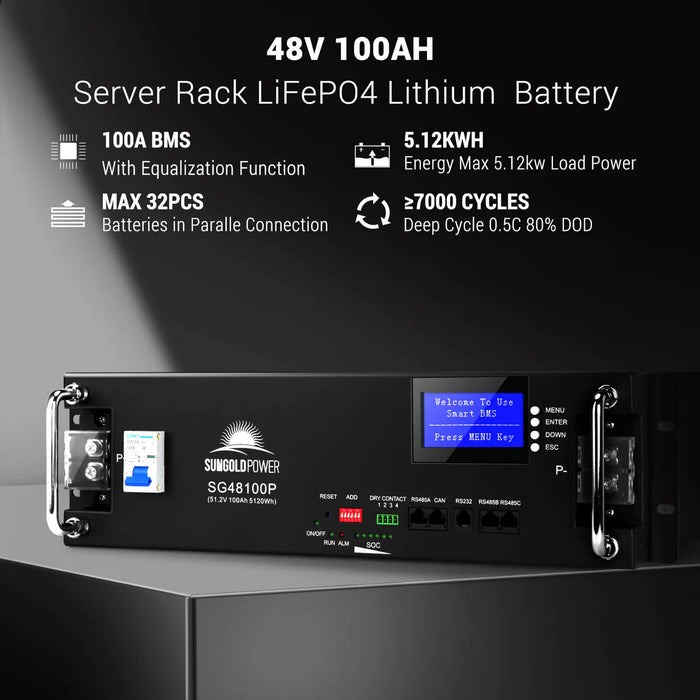 SunGoldPower Off-Grid Solar Kit 16KW 48VDC 120V/240V LIFEPO4 25.6KWH Lithium Battery 32 X 415W Solar Panels SGR-16K25E - Watt Warehouse