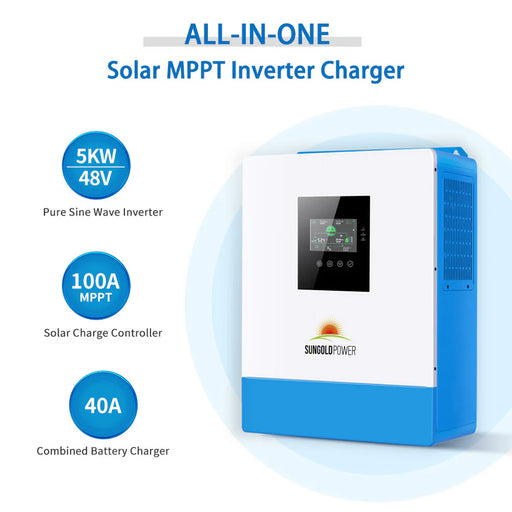 SunGoldPower Off-Grid Solar Kit 5000W 48VDC 120V 10.24KWH PowerWall Lithium Battery 6 X 370 Watts Solar Panels SGM-5K10M - Watt Warehouse