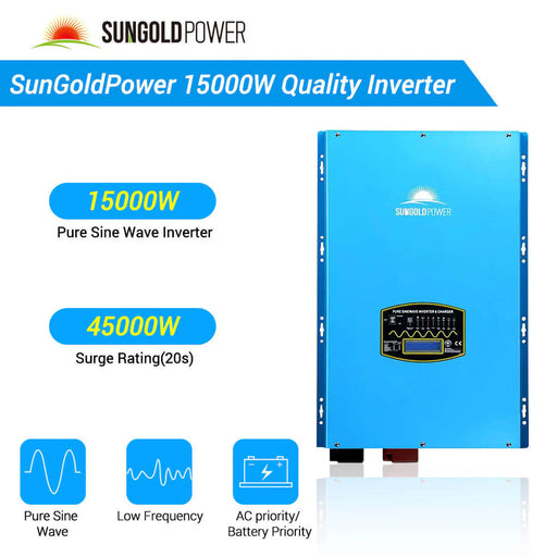 SunGoldPower Off-Grid Solar Kit 15000W 48VDC 120V/240V LifePo4 20.48KWH Lithium Battery 18 X 415 Watts Solar Panels SGR- 15K20E - Watt Warehouse