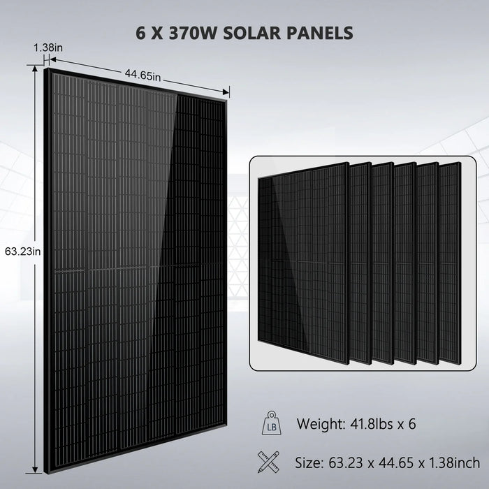 SunGoldPower Off-Grid Solar Kit 5000W 48VDC 120V 10.24KWH PowerWall Lithium Battery 6 X 370 Watts Solar Panels SGM-5K10M - Watt Warehouse