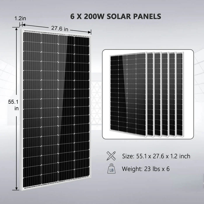 SunGoldPower Off-Grid Solar Kit 5000W 48VDC 120V 5.12KWH PowerWall Battery 6 X 200 Watts Solar Panels SGM- 5K5E - Watt Warehouse