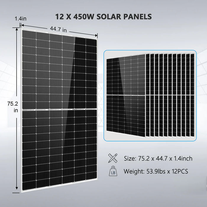 SunGoldPower Off-Grid Solar Kit 8000W 48V 120V/240V output 10.24KWH Lithium Battery 5400 Watt Solar Panel SGK-8MAX - Watt Warehouse