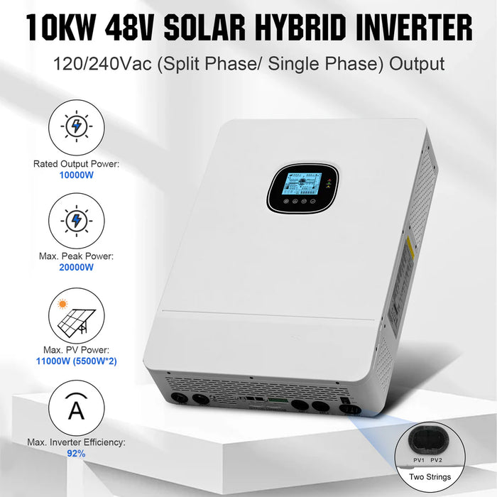 Eco-Worthy Home Off-Grid Solar Power System: 10KW 120V/240V Output+ 13.34kWh Lithium Battery (4*280Ah)+ 4920W Solar Panel (12*410W)  L02M410-SRNK10KUSL1120-12 - Watt Warehouse