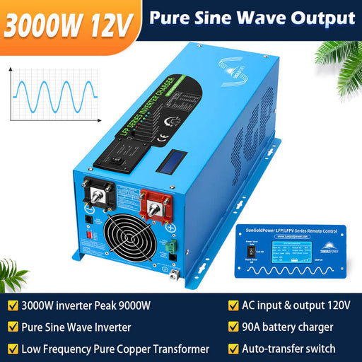 SunGoldPower Off-Grid Solar Kit 3000W Inverter 12VDC 120V Output (2x 200AH LifePO4 Battery) 600 watt Solar Back Up SGK-PRO3 - Watt Warehouse