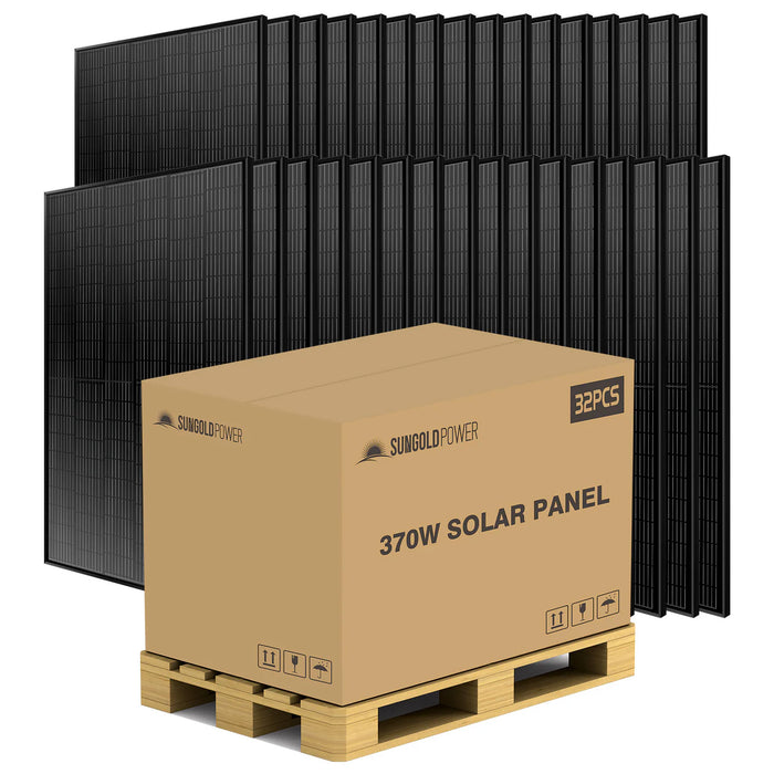 SunGoldPower 370W Mono Black Perc Solar Panel Full Pallet (32 PANELS) - Watt Warehouse