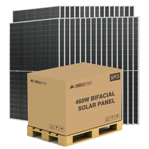 SunGoldPower 460W Bifacial Perc Solar Panel Full Pallet (32 PANELS) - Watt Warehouse