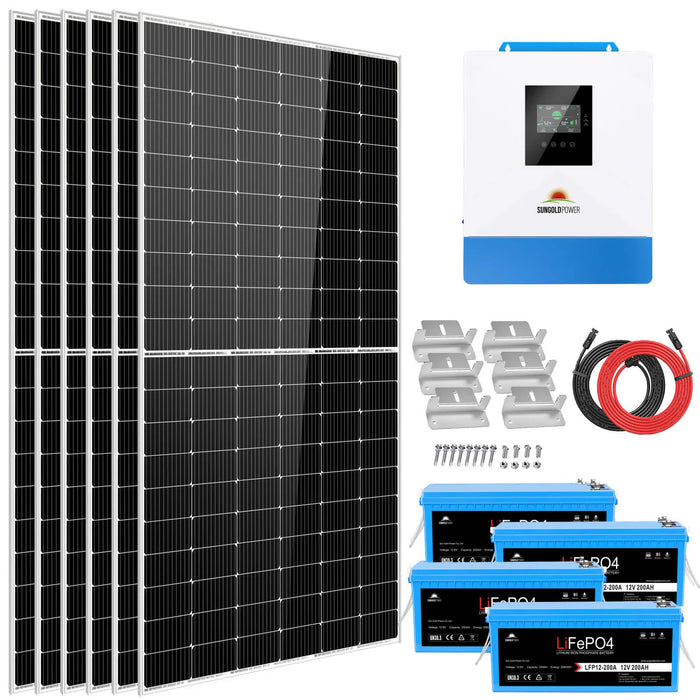 SunGoldPower Solar Kit 5000W 48V 120V output 10.24KWH Lithium Battery 2700 Watt Solar Panel SGK- 5PRO - Watt Warehouse