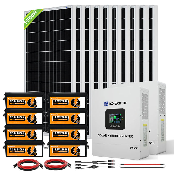 Eco-Worthy 10KW 48Vdc Off-Grid Solar Panel Kit L02M195TM-NK5KWUSL2240-52 - Watt Warehouse